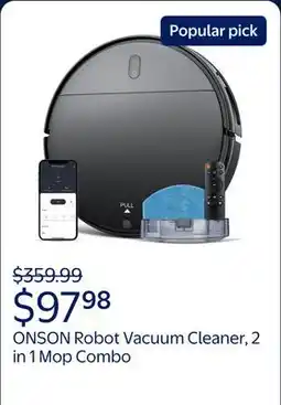 Walmart ONSON Robot Vacuum Cleaner, 2 in 1 Mop Combo for Pet Hair, Hard Floor offer