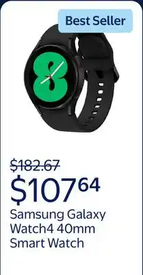 Walmart Samsung Galaxy Watch4 40mm Bluetooth and WiFi Smart Watch, Black offer