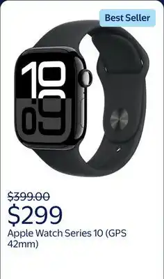Walmart Apple Watch Series 10 GPS 42mm Jet Black Aluminum Case with Black Sport Band - S/M offer