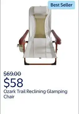 Walmart Ozark Trail Low Profile Reclining Backpack Glamping Chair - Adult offer