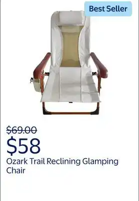Walmart Ozark Trail Low Profile Reclining Backpack Glamping Chair - Adult offer