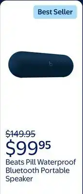 Walmart Beats Pill Waterproof Built-in Microphone Wireless Bluetooth Portable Speaker, Navy Blue offer