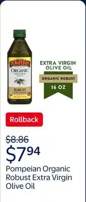 Walmart Pompeian Organic Robust Extra Virgin Olive Oil - 16 fl oz offer