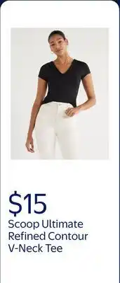 Walmart Scoop Women's Ultimate Refined Contour V-Neck Tee, Sizes XS-4X offer