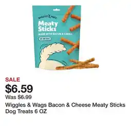 Petsmart Wiggles & Wags Bacon & Cheese Meaty Sticks Dog Treats 6 OZ offer