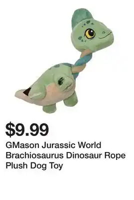 Petsmart GMason Jurassic World Brachiosaurus Dinosaur Rope Plush Dog Toy offer