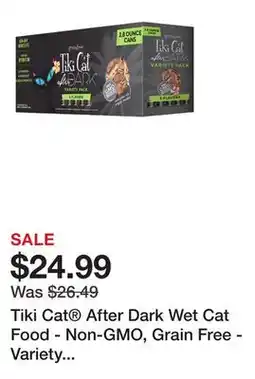 Petsmart Tiki Cat After Dark Wet Cat Food - Non-GMO, Grain Free - Variety Pack, 12 CT, 33.6 OZ offer