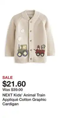 Nordstrom NEXT Kids' Animal Train Appliqué Cotton Graphic Cardigan offer