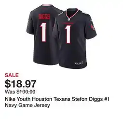 Dick's Sporting Goods Nike Youth Houston Texans Stefon Diggs #1 Navy Game Jersey offer