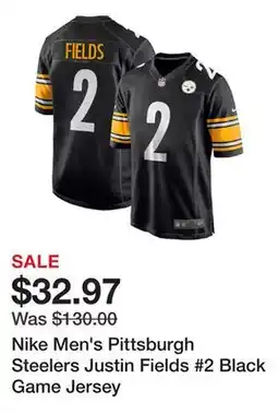 Dick's Sporting Goods Nike Men's Pittsburgh Steelers Justin Fields #2 Black Game Jersey offer