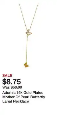 Kohl's Adornia 14k Gold Plated Mother Of Pearl Butterfly Lariat Necklace offer