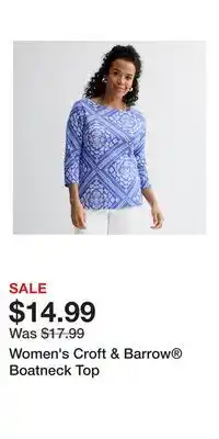 Kohl's Women's Croft & Barrow Boatneck Top offer