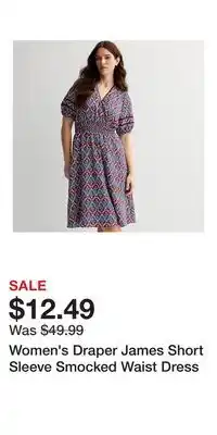 Kohl's Women's Draper James Short Sleeve Smocked Waist Dress offer