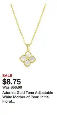 Kohl's Adornia Gold Tone Adjustable White Mother of Pearl Initial Floral Necklace offer