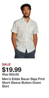 Kohl's Men's Eddie Bauer Baja Print Short Sleeve Button-Down Shirt offer