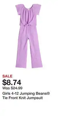 Kohl's Girls 4-12 Jumping Beans Tie Front Knit Jumpsuit offer