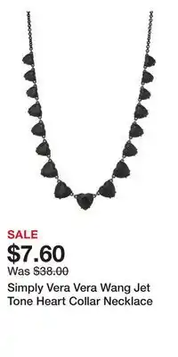 Kohl's Simply Vera Vera Wang Jet Tone Heart Collar Necklace offer