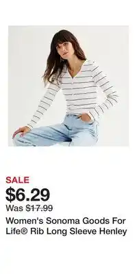 Kohl's Women's Sonoma Goods For Life Rib Long Sleeve Henley offer