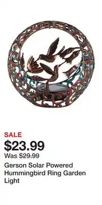 Kohl's Gerson Solar Powered Hummingbird Ring Garden Light offer