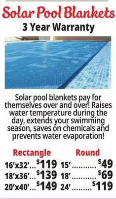 Ocean State Job Lot Solar Pool Blankets offer
