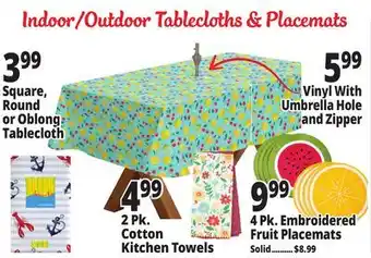 Ocean State Job Lot Indoor/Outdoor Tablecloths & Placemats offer