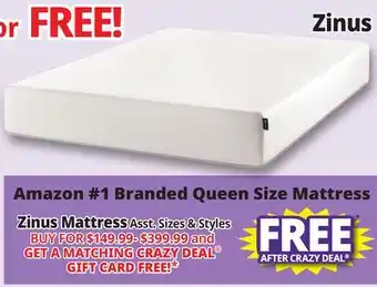 Ocean State Job Lot Zinus Mattress offer