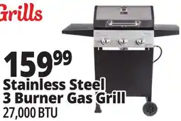 Ocean State Job Lot Stainless Steel 3 Burner Gas Grill offer