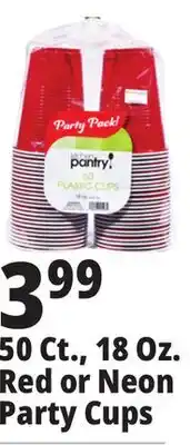 Ocean State Job Lot 50 Ct., 18 Oz. Red or Neon Party Cups offer