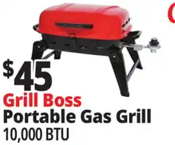 Ocean State Job Lot Grill Boss Portable Propane Grill with Folding Legs 10 000 BTU offer