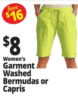 Ocean State Job Lot Women's Garment Washed Bermudas or Capris offer