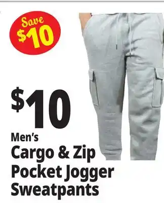 Ocean State Job Lot Men's Cargo & Zip Pocket Jogger Sweatpants offer