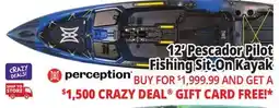 Ocean State Job Lot Perception Pescador Pilot 12.0 Fishing Pedal Kayak Sonic Camo offer