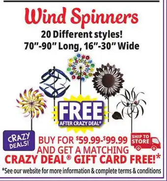 Ocean State Job Lot Wind Spinners offer