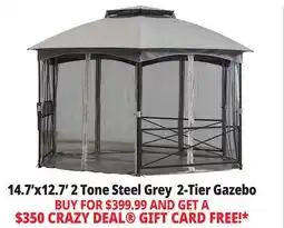 Ocean State Job Lot Sunjoy 2-Tone Steel Gazebo with 2-Tier Dome Roof 14.7' x 12.7' Gray offer