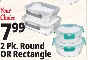 Ocean State Job Lot 2 Pk. Round OR Rectangle Glass Containers offer
