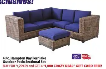 Ocean State Job Lot Hampton Bay Fernlake 4-Piece Outdoor Patio Sectional Set Brown/Midnight offer