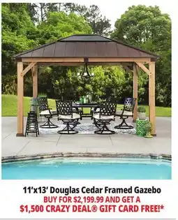 Ocean State Job Lot Douglas 11' x 13' Cedar Framed Gazebo with Steel & Polycarbonate Hip Roof Hardtop offer
