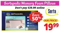 Ocean State Job Lot Sertapedic Memory Foam Pillows offer