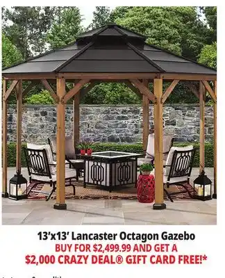 Ocean State Job Lot Lancaster 13' x 13' Octagon Cedar Hardtop Gazebo offer