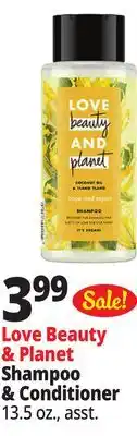 Ocean State Job Lot Love Beauty & Planet Shampoo & Conditioner offer