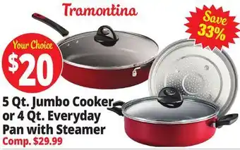 Ocean State Job Lot 5 Qt. Jumbo Cooker or 4 Qt. Everyday Pan with Steamer offer