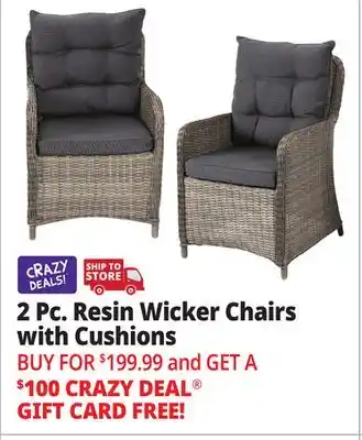 Ocean State Job Lot 2-Piece Resin Wicker Chairs with Cushions offer