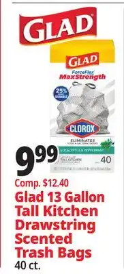 Ocean State Job Lot Glad 13 Gallon Tall Kitchen Drawstring Scented Trash Bags offer