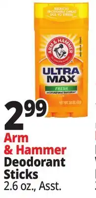 Ocean State Job Lot Arm & Hammer Deodorant Sticks offer