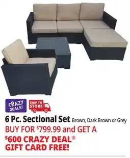 Ocean State Job Lot 6-Piece Resin Wicker Sectional Dark Brown/Tan offer