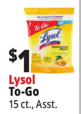 Ocean State Job Lot Lysol Disinfecting Wipes To-Go 15 Count offer