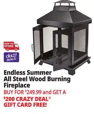 Ocean State Job Lot Endless Summer Steel Wood-Burning Fireplace Black offer