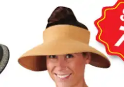 Ocean State Job Lot Wide Brim Roll-Up Straw Sun Visor offer