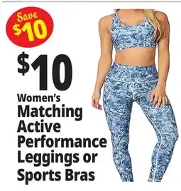 Ocean State Job Lot Women's Matching Active Performance Leggings or Sports Bras offer