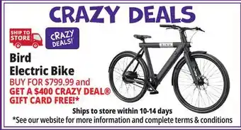 Ocean State Job Lot BirdBike A-Frame eBike Stealth Black offer